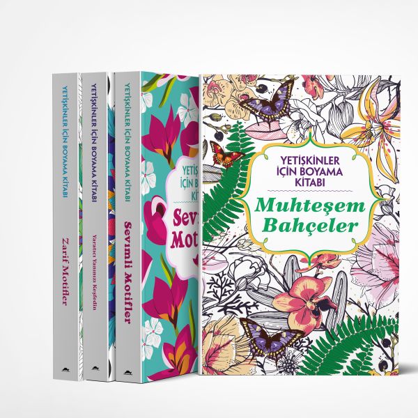 Yetişkinler İçin Boyama Kitabı 4 Kitap Takım