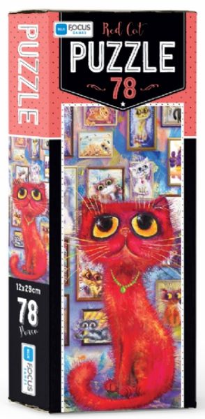 Blue Focus Red Cat Puzzle 78 Parça