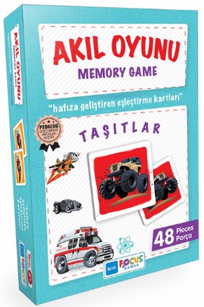 Blue Focus Memeory Game Taşıtlar Akıl Oyunu 48 Parça
