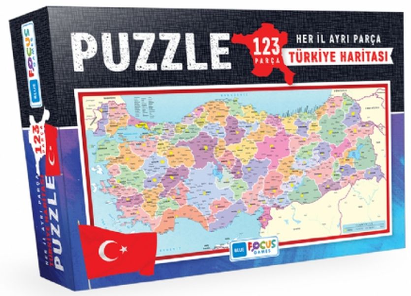Blue Focus Türkiye Haritası Kutulu Puzzle 123 Parça
