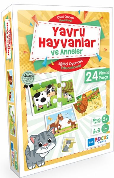 Blue Focus Yavru Hayvanlar ve Anneler Eğitici Oyunlar 24 Parça
