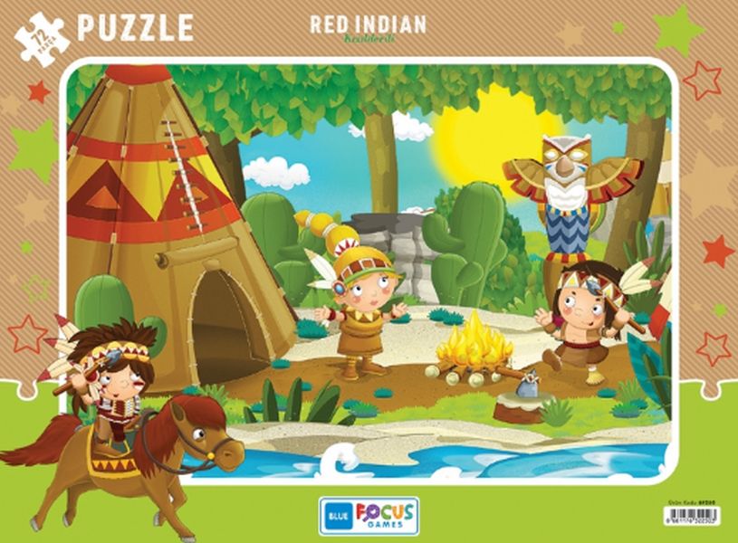 Blue Focus Red Indian Kızılderili Puzzle 72 Parça