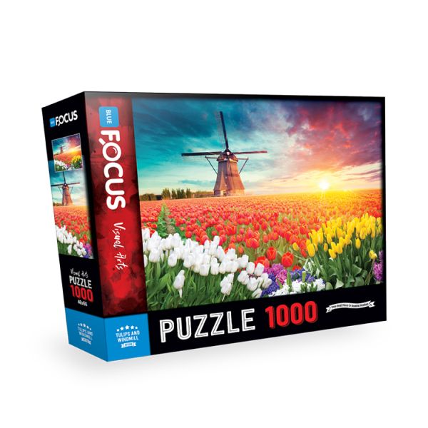 Blue Focus Tulıps And Wındmıll Puzzle 1000 Parça