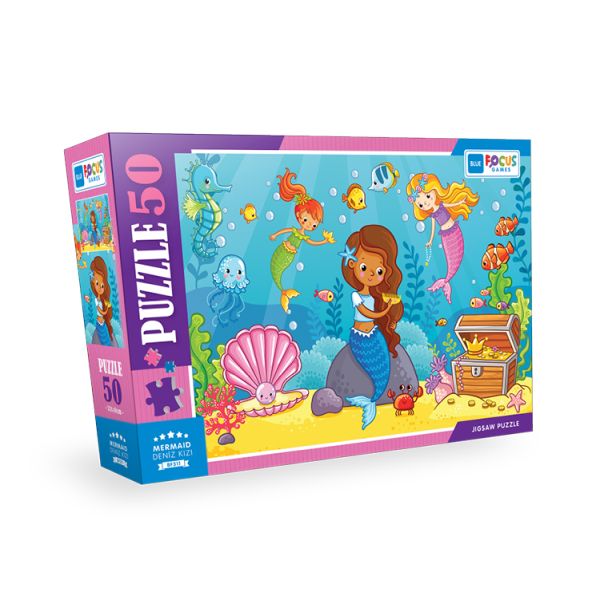 Blue Focus Mermaid Deniz Kızı Puzzle 50 Parça