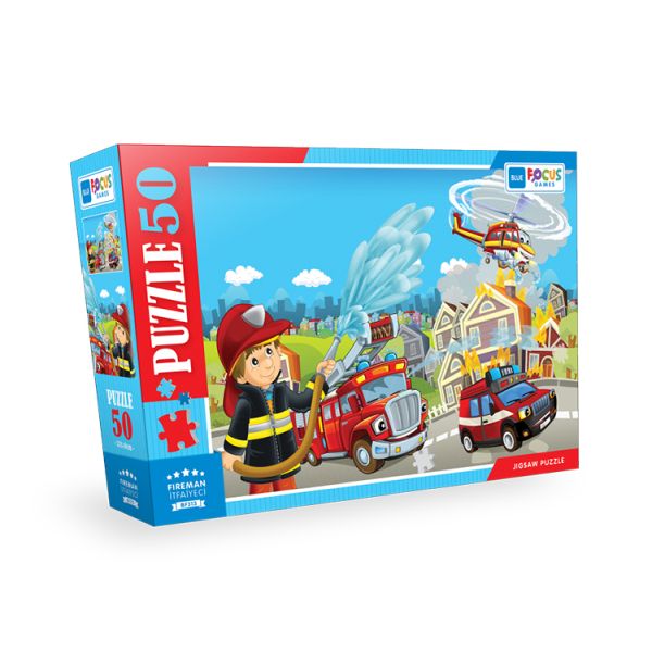Blue Focus Fireman İtfaiyec Puzzle 50 Parça