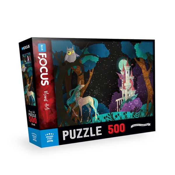 Blue Focus Unicorn Story Tek Boynuzlu At Hikayesi Puzzle 500 Parça