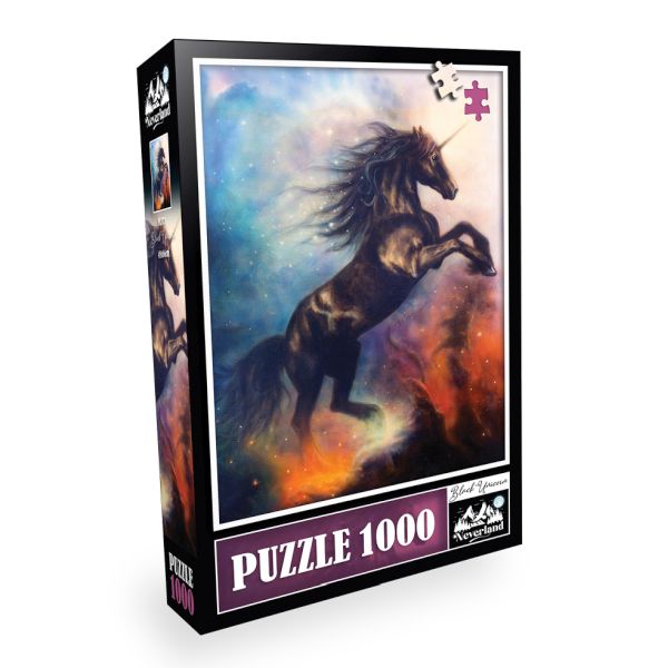 Neverland 1000 Parça Black Unıcorn Siyah Tek Boynuzlu At