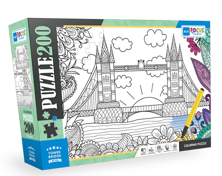 Blue Focus Colorıng Puzzle Tower Brıdge Kule Köprüsü 200 Parça