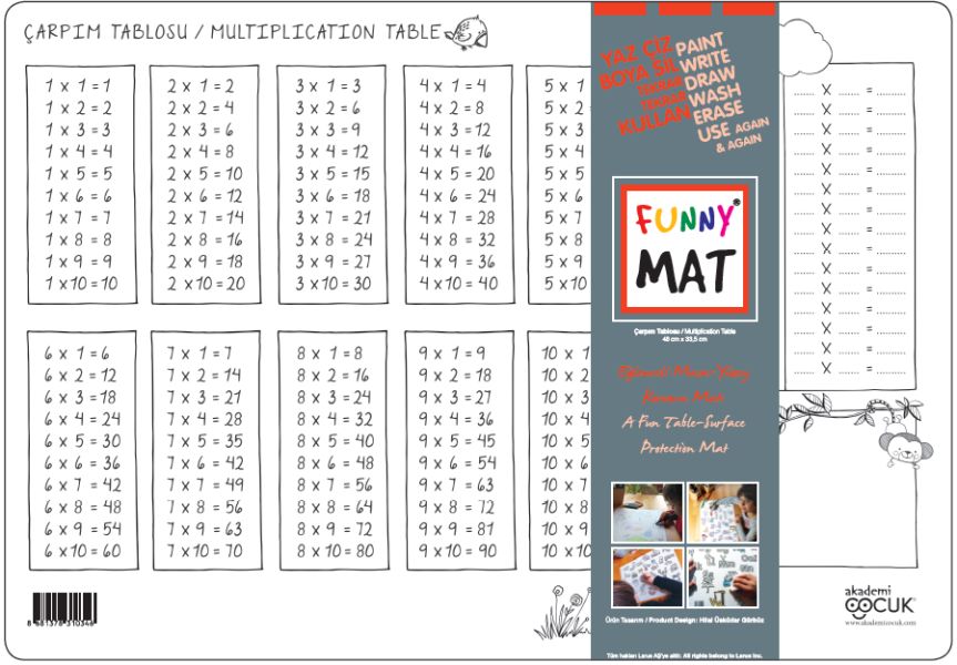 Funny Mat Çarpım Tablosu 33,5x48cm