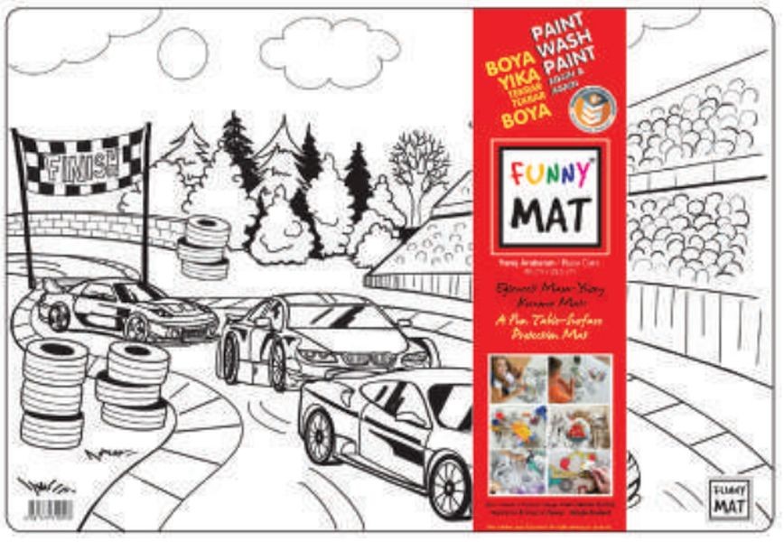 Funny Mat Yarış Arabaları 33,5x48cm