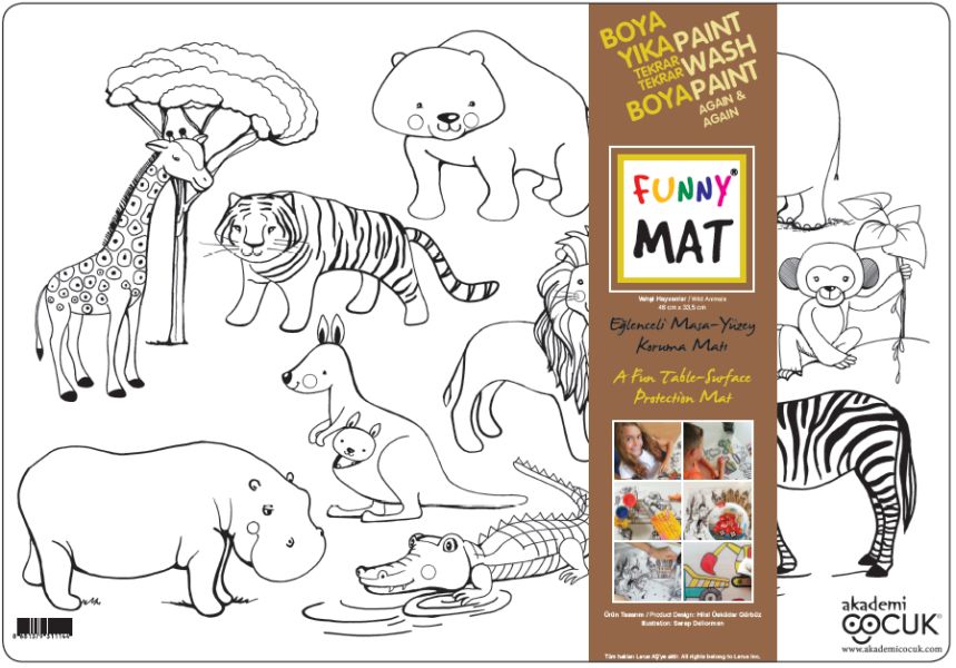 Funny Mat Vahşi Hayvanlar 33,5x48cm