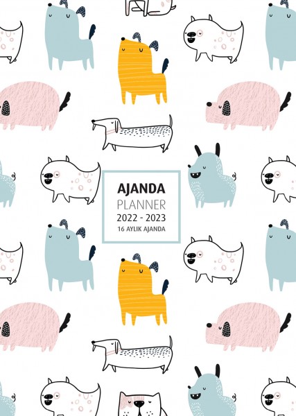 2022 2023 16 Aylık Ajanda Dogs 12x17cm