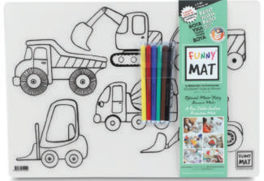 Funny Mat İş Makineleri Ve Taşıtlar 6'Lı Kalem Hediyeli 30 x 40 cm