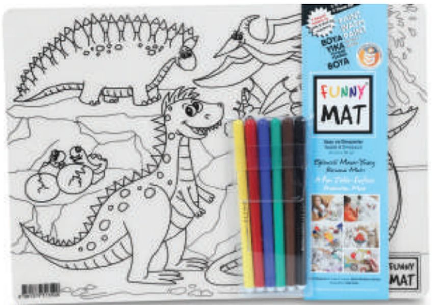 Funny Mat Uzay Ve Dinozorlar 6'Lı Kalem Hediyeli 25 x 35 cm