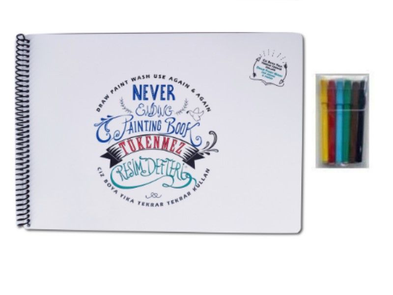 Tükenmez Resim Defteri 2 Ressam Kediler 35x50cm 6'lı Keçeli Kalemli