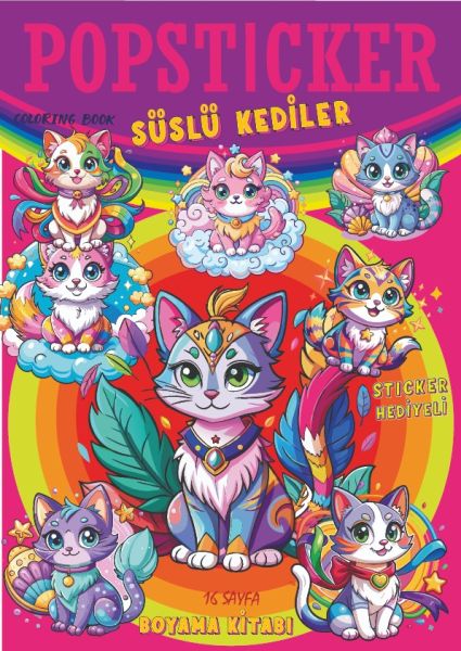 Süslü Köpekler Boyama Kitabı Popsticker