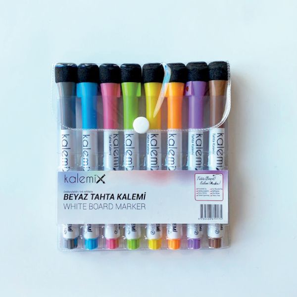 Kalemix 8 Renk Beyaz Tahta Kalemi Blister