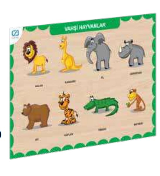 Ahşap Vahşi Hayvanlar Eğitici Set