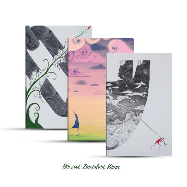 Üçlü Çizgisiz Defter Seti Bir Sevi Zincirleri Kıran