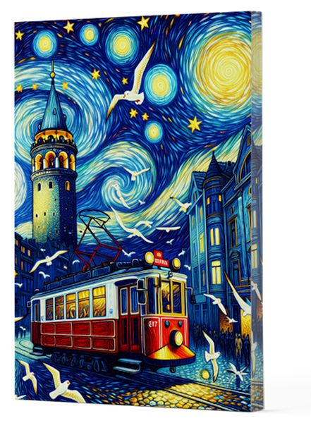 Van Gogh 1 Galata Çizgili Yan Boyamalı Defter
