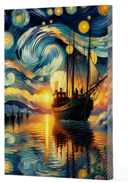 Van Gogh 2 Gemi Çizgili Yan Boyamalı Defter