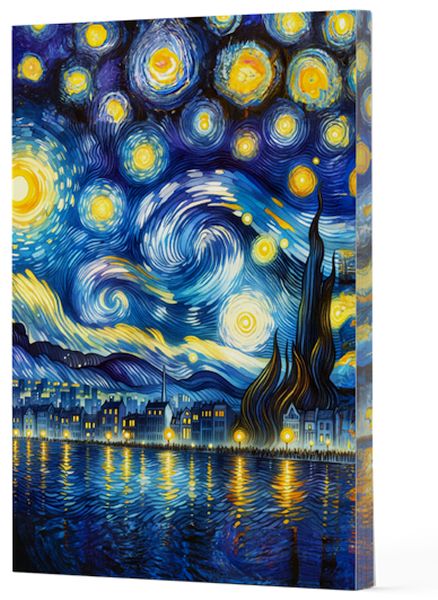Van Gogh 7 Yıldızlı Gece Çizgili Yan Boyamalı Defter