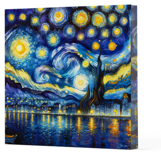 Van Gogh 7 Yıldızlı Gece Çizgisiz Yan Boyamalı Defter