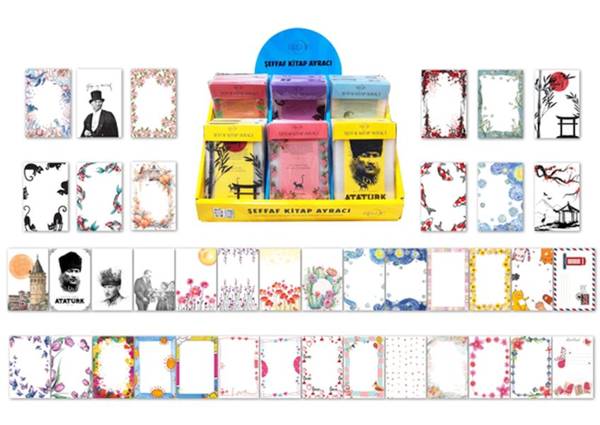 Stantlı Şeffaf Kitap Ayracı 40 Çeşit 320 Adet Ayraç