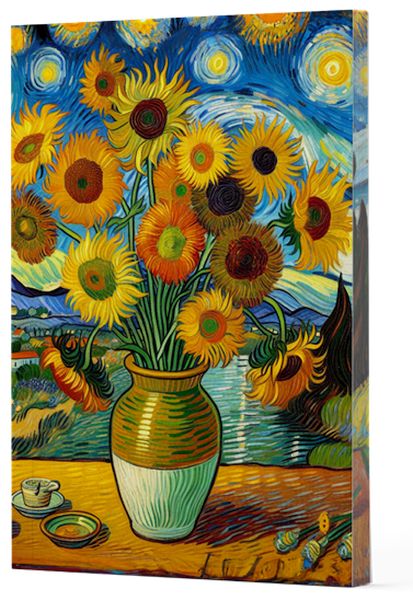 Van Gogh 10 Ayçiçekleri Çizgili Yan Boyamalı Defter