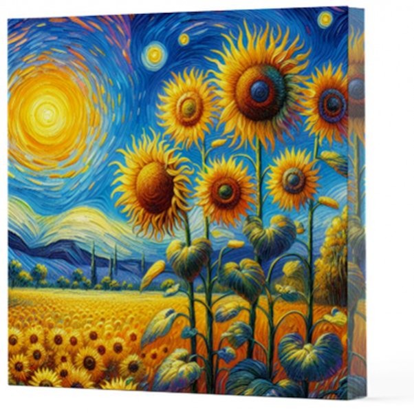 Van Gogh 4 Ayçiçekleri Çizgisiz Yan Boyamalı Defter