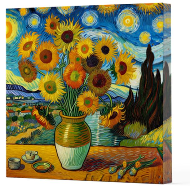 Van Gogh 10 Ayçiçekleri Çizgisiz Yan Boyamalı Defter