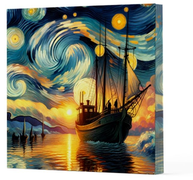 Van Gogh 2 Gemi Çizgisiz Yan Boyamalı Defter