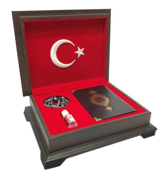 Ahşap Kutulu Kur'An Çanta Boy Ay Yıldız 0353