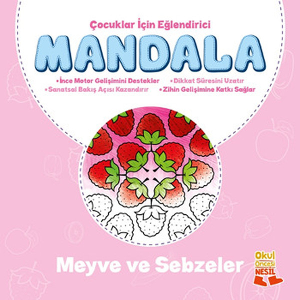Çocuklar İçin Eğlendirici Mandala Meyve ve Sebzeler