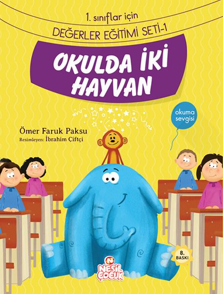 Okulda İki Hayvan 1. Sınıflar İçin Değerler Eğitimi Seti 1