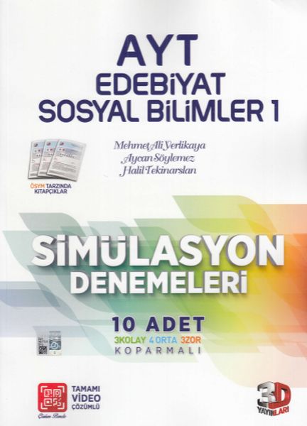 3D AYT Edebiyat Sosyal Bilimler 1 Tamamı Video Çözümlü Simülasyon Denemeleri Yeni